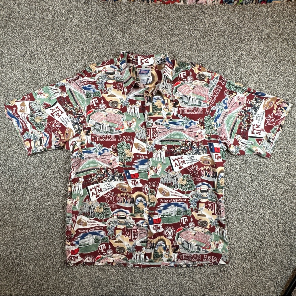 VTG Reyn Spooner XXL Texas A&M Aggies Hawaiian/All Over Print SS Button Up Shirt - Picture 2 of 7